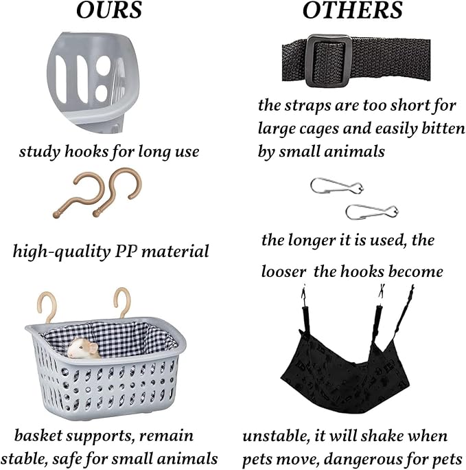 JWShang Rat Hammock for Cage, Chew Proof Hanging Basket Bed with Sturdy Hooks, Pet Cage Accessories, Safe Cozy Small Animal Rodent Hammock for Sugar Glider Mice Snuggling Sleeping-Mewly Pet