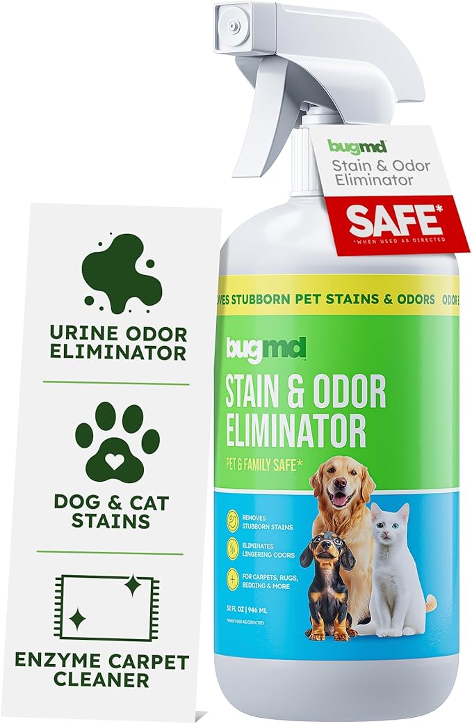 BugMD Enzyme Cleaner for Dog & Cat Urine | Pet Stain and Odor Remover for Carpet & Home | Unscented Urine Destroyer & Deodorizer-Mewly Pet