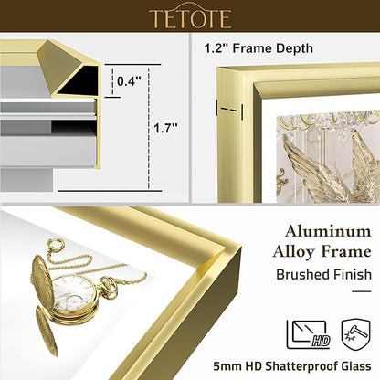 TETOTE 84x36 LED Bathroom Mirror with Lights Gold Frame Frontlit & Backlit Lighted Vanity Mirror Baroque Anti Fog Dimmable White/Warm/Natural,CRI90+,Waterproof,Wall Mounted(Horizontal/Vertical)