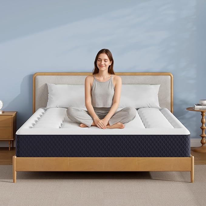 ONENICE 10 Inch Mattress Full, Cooling Gel‑Infused Memory Foam Mattresses in a Box, Imitation Cotton Fabric with 3D Down Alternative Filling Pillowtop CertiPUR-US® Certified, Fiberglass-Free