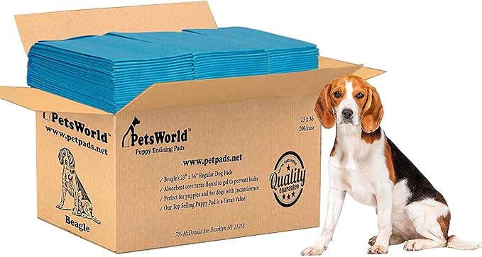 PETSWORLD Puppy Pads, 23x36 Inch, 400 Count - Puppy Pee Pads for Dogs, Tear Resistant, Economy Value, Super-Absorbent Polymer Gel Core, Perfect for Puppies, Smaller Dogs-Mewly Pet