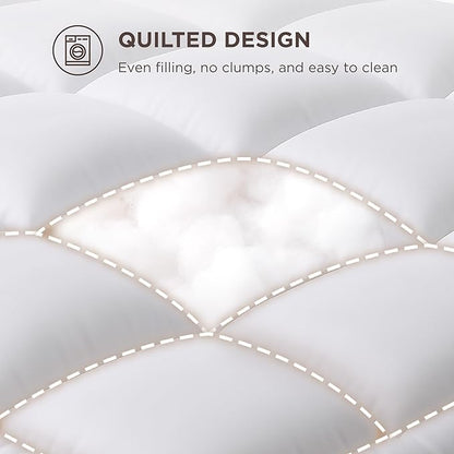 Bedsure Queen Mattress Topper - Extra Thick Mattress Pad Cover with Deep Pocket fits up to 21 Inches, Soft Pillow Top Bed Topper for Back Pain Relief, Overfilled with Down Alternative Filling, White
