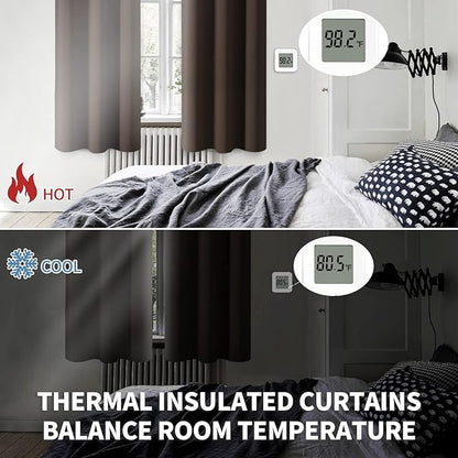 BGment Blackout Curtains for Living Room - Grommet Thermal Insulated Room Darkening Curtains for Bedroom, Set of 2 Panels (52 x 84 Inch, Brown)