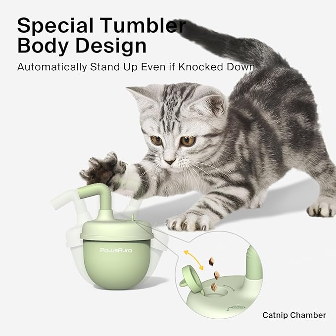 Cat Laser Toys, Automatic Cat Laser Toy Tumbler Design, Rechargeable Cat Laser Pointer 360°Irregular Rotation, 3 Modes Interactive Cat Toy for Indoor Cats of All Ages and Sizes (Green)-Mewly Pet
