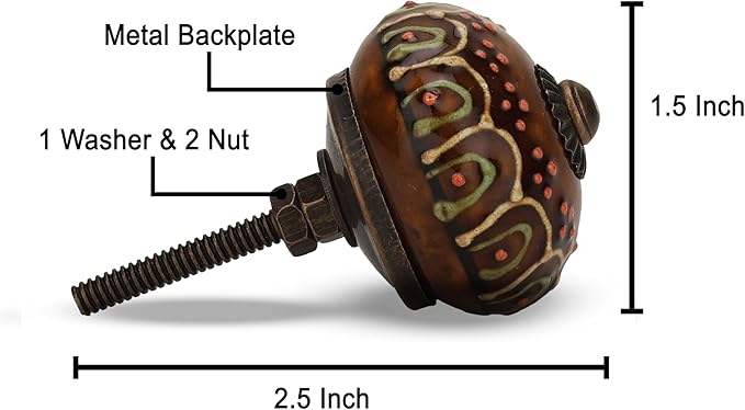 Dresser Knobs for Cabinets and Drawers Assorted, Dusty Ceramic Knob & Pull Handle for Kitchen Brown Cupboard Wardrobe Decorative Furniture Knobs - Pack of 30, (Dark Brown)