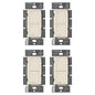 Lutron Caseta Original Smart Light Switch (Lutron Smart Hub Required), for Home, LED, and Fans, 6 Amp, Single-Pole/3-Way, Neutral Required, PD-6ANS-LA-4-Pack, Light Almond, 4 Pack