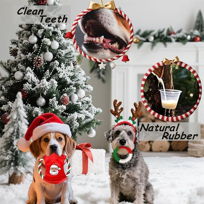 Dog Toys 15 Pack for Teeth Cleaning and Fun, Puppy Teething Chew Toys Tug Rope Squeaky Treat Balls & Rubber Tous Bulk– Variety Dog Gifts Set Reduce Anxiety & Save Furniture, Christmas-Mewly Pet