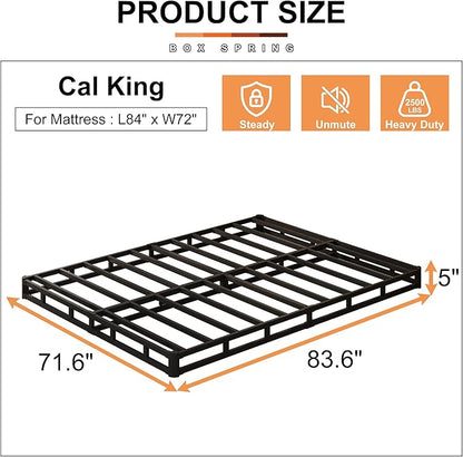 EMODA 5 Inch California King Box Spring Bed Base, 3000 LBS Heavy Duty Metal Mattress Foundation with Fabric Cover, Easy Assembly