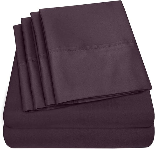 Full Size Bed Sheets - 6 Piece 1500 Supreme Collection Fine Brushed Microfiber Deep Pocket Full Sheet Set Bedding - 2 Extra Pillow Cases, Great Value, Full, Purple