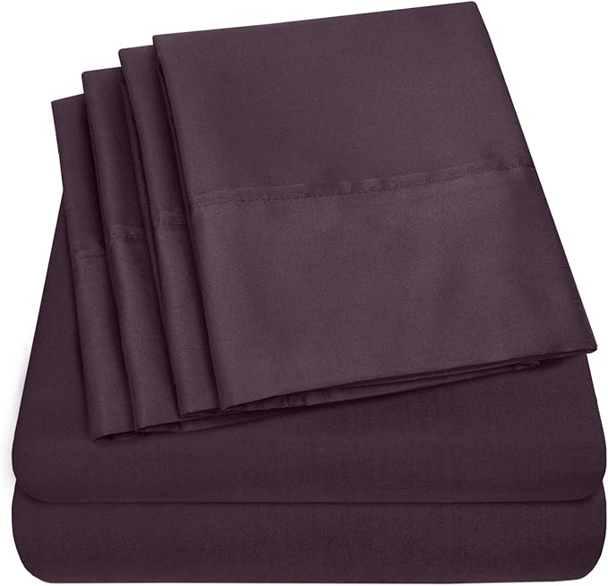 Cal King Size Bed Sheets - 6 Piece 1500 Supreme Collection Fine Brushed Microfiber Deep Pocket California King Sheet Set Bedding - 2 Extra Pillow Cases, Great Value, California King, Purple