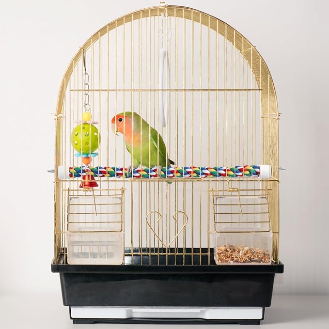 Colorful Bird Rope Perch Stand, Birdcage Swing Spiral Toys, Bird Climbing Standing Bungee Rope Perches Chew Toys Cage Accessories for Cockatiels Parrots Birds (40CM/15.7inch)-Mewly Pet
