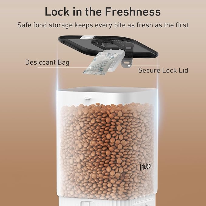 Automatic Cat Feeders, 7L/29 Cups Automatic Dog Feeder with Desiccant Bag, 1-6 Meals Ideal for 2-15mm Dry Food, Suitble for Multiple Pets, Dual Power Supply, Detachable Washable-Mewly Pet