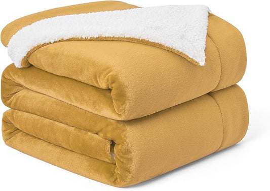 Walensee Sherpa Fleece Blanket (Twin Size 60”x80” Honey Gold) Plush Throw Fuzzy Super Soft Reversible Microfiber Flannel Blankets for Couch, Bed, Sofa Ultra Luxurious Warm and Cozy for All Seasons