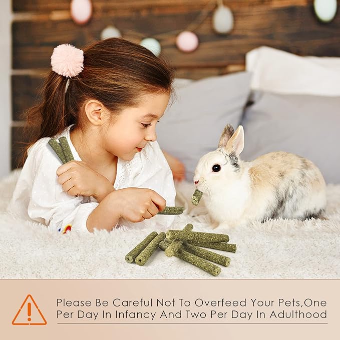 Bissap Timothy Hay Sticks for Rabbits 38PCS, Natural Timothy Grass Molar Teeth Stick Chew Toys for Bunnies Chinchillas Guinea Pigs Hamsters and Other Small Animals Treats-Mewly Pet