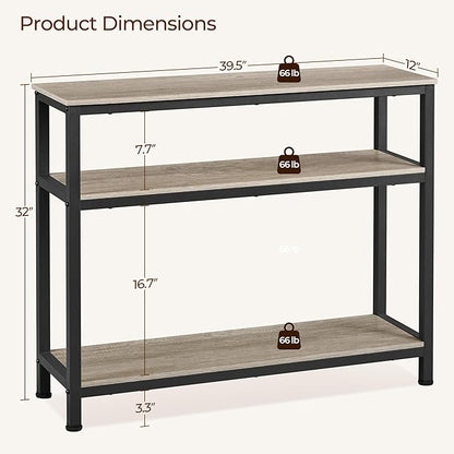 Yaheetech Entryway Table with Storage Shelves, 40 Inch Console Table with Metal Frame, Wood Behind Couch Sofa Tables for Entryway, Living Room, Gray