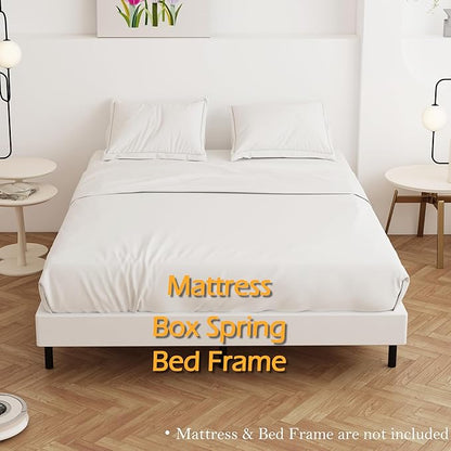 King Size Box Spring 4 Inch Low Profile, Heavy Duty Metal Box Spring Bed Base with Fabric Cover, Mattress Foundation, Easy Assembly, Noise Free, Black