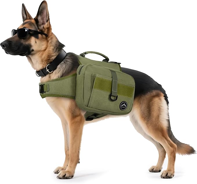 Himal Outdoors Dog Backpack & Saddle Bag, Tactical Hiking Backpack for Large Dogs with Side Pockets & Adjustable Strap-Mewly Pet