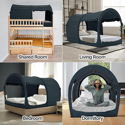 LEEDOR Bed Tent Dream Tents Bed Canopy Shelter Cabin Indoor Privacy Warm Breathable Pop Up Twin/Full/Queen for Kids and Adult Patent Pending(Mattress Not Included)