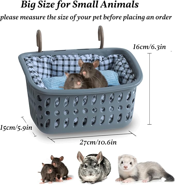JWShang Rat Hammock for Cage, Chew Proof Hanging Basket Bed with Sturdy Hooks, Pet Cage Accessories, Safe Cozy Small Animal Rodent Hammock for Sugar Glider Mice Snuggling Sleeping-Mewly Pet