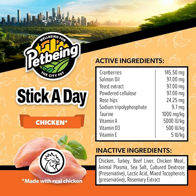 Stick a Day | Specially Formulated 7-in-1 Functions Daily Real Meat Supplement for Cats | Cat Chew Stick & Pet Vitamins Supplements Combination (7-Pack x 4, Mix)-Mewly Pet