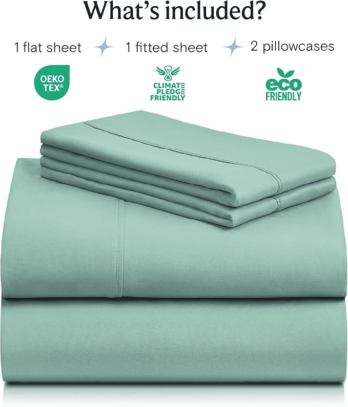 LuxClub 4 PC California King Sheet Set, Breathable Luxury Bed Sheets, Deep Pockets Wrinkle Free Cooling Sheets Machine Washable Hotel Bedding Silky Soft - Light Teal Cal King