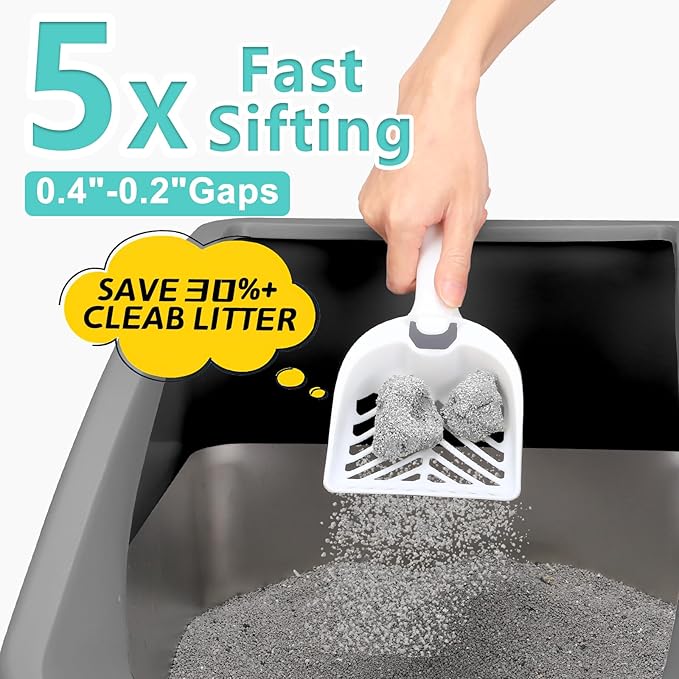 2 Pack Stainless Steel Litter Box | XL Enclosed Cat Litter Boxes with Lid for Big Cats and Multi-Cats | High Sided, Anti-Urine Leakage | Non-Stick Bottom（Multi-Colored）-Mewly Pet