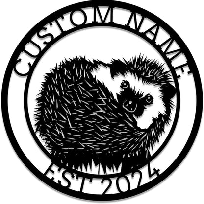 Custom Hedgehog Metal Sign, Personalized Hedgehog Metal Wall Art,Hedgehog Lovers Gift Metal Kid Room Decor,Personalized Hedgehog Lover Name Sign,Kid Nursery Decoration (Style C)