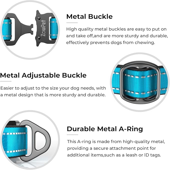 2025 Upgrade Airtag Dog Collar, Reflective Dog Collar with Airtag Holder, IP68 Waterproof| Metal Buckle| Ultra-Durable| Comfortable Padded, GPS Dog Collars for Medium Large Dogs (Blue,L)-Mewly Pet