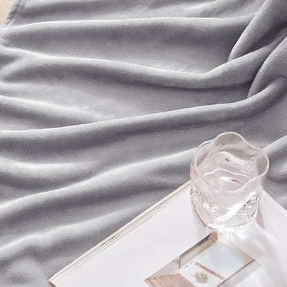 Exclusivo Mezcla Extra Large Fleece Throw Blanket for Couch, Sofa, 300GSM Super Soft and Warm Blankets, Light Grey Throw All Season Use, Cozy, Plush, Lightweight, 50x70 Inches