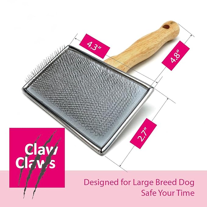 Pet Slicker Brush for Large Dogs, Wooden Handle with Stainless Steel Soft Pins, Gently Remove Tangled, Loose Undercoat and Mats Hair, Pet Grooming Brush Tool (8"), Wool Needle Felting Brush-Mewly Pet
