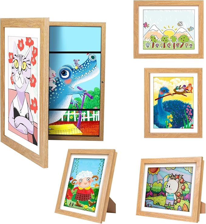 2-Pack Changeable Kids Art Frames - Front Opening, Holds 150, 10x12.5,Child Artwork Frame With Storage For Display Children's art work (Black)