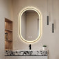 Niccy Oval LED Mirror for Bathroom, 32x20 Front Lit + Backlit Vanity Mirrors with Light Anti-Fog, Shatter-Proof, Makeup Mirror with Gold Frame (Horizontal/Vertical)