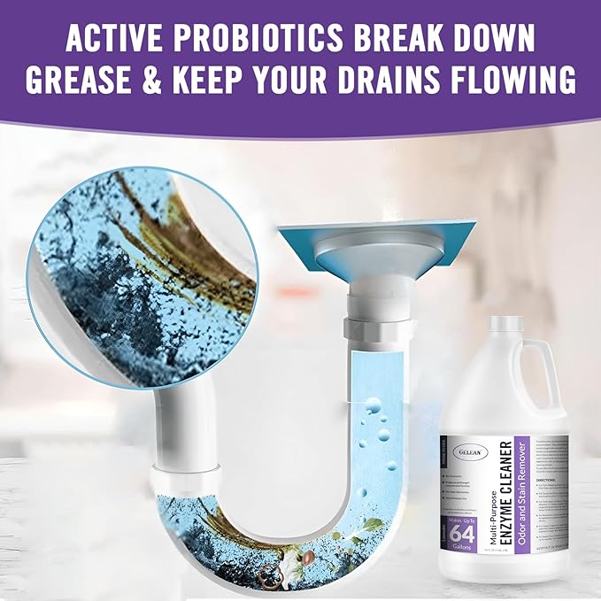 Multi-Purpose Probiotic Enzyme Cleaner, Made in USA - Pet Stain and Odor Remover - Concentrated - Professional & Home Strength Drains, Floors, Bathrooms, Toilets Trash Can, (1 gallon, Lavender)-Mewly Pet