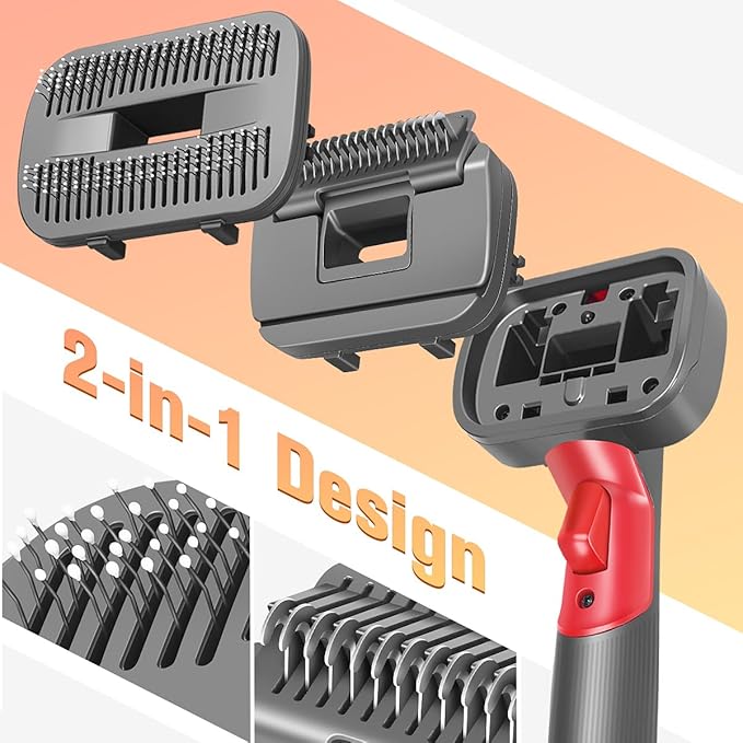 FUNTECK 2-in-1 Dog Hair Vacuum Brush for Grooming & Shedding Compatible with Dyson Gen5, V15, V12, V11, V10, V8, V7 – Removes Loose Hair, Dander, Undercoat & Tangles – Self-Cleaning Design-Mewly Pet