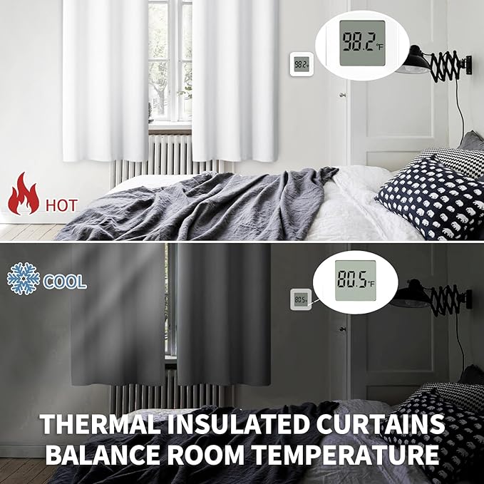 BGment Room Darkening Curtains 95 Inches Long - Grommet Thermal Insulated Drapes Window Treatment Curtains for Bedroom, 2 Panels, 52 x 95 Inch, Pure White