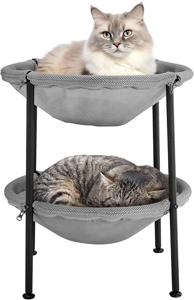 Double Cat Hammock Bed，Elevated and Raised Cat Beds for Indoor and Large Cats-Mewly Pet