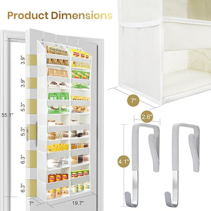 HOMELUX THEORY Heavy Duty Over the Door Organizer - Extra Wide Clear Closet Organizers And Storage, Hanging Storage Door for Bedroom & Baby Nursery, 1PC Transparent