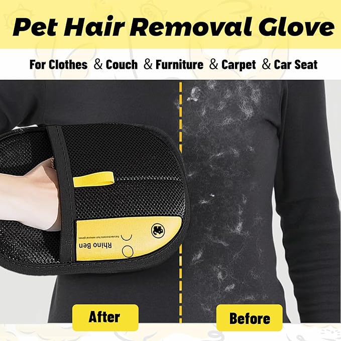 Pet Hair Remover, Brush Pet Hair, Pet Hair Removal Glove, Electrostatic Gloves Pet Hair Removal, Upgrade Reusable for Couch Furniture Carpet (3 PCS)-Mewly Pet
