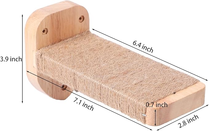 3pcs Cat Wall Steps, Climbing Mounted Furniture, Shelves With Hemp Rope Covered, Solid Wood Ladder for Playing and Climbing (Standard-Wood)-Mewly Pet