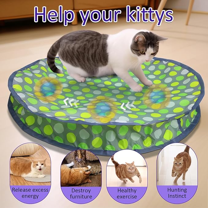 Interactive Cat Toys Ball Fast Rolling in Pouch, Motion Activate Chirping Cat Toy Hide and Seek Mouse Catching Game (Halloween Party)-Mewly Pet