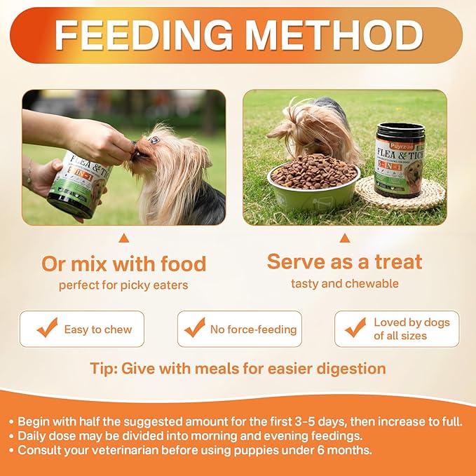 5-in-1 Dog Flea and Tick Treatment Chewable, Natural Flea and Tick Prevention for Dogs Chewable - Flea & Tick | Hip & Joint | Skin & Coat | Immunity Support | Digestive for All Breeds & Sizes-Mewly Pet