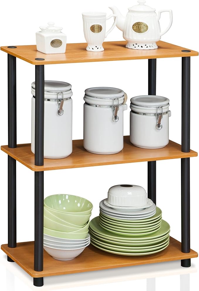 Furinno Shelves Industrial Multipurpose Side Table, Marble White