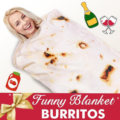 Jorbest Burrito Tortilla Throw Blanket Birthday Gifts for Women Men Teen Boys Girls, Novelty Tortilla Food Blanket Funny Gifts for Adult Kids, 285 GSM Soft Flannel Taco Blanket (Beige, 71 inches)