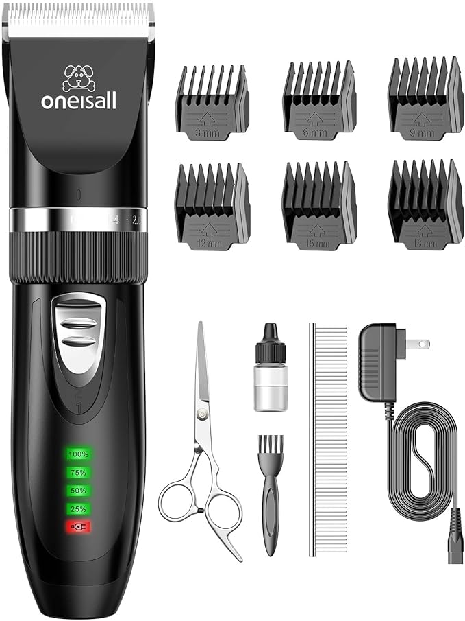 oneisall Quiet Cat Clippers for Matted & Long Hair, 2-Speed Cordless Pet Shaver Grooming Kit for Cats, Small Dogs & Animals (Black)-Mewly Pet