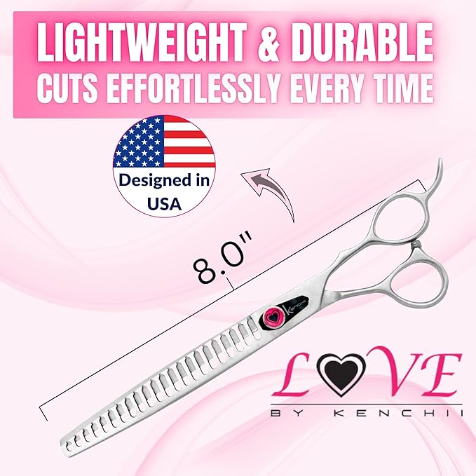 Kenchii Love Dog Grooming Scissors, 22 Tooth Blender Shears, Dog Scissors for Grooming, Professional Pet Grooming Scissors, Heavy Duty, Durable and Sharp-Mewly Pet