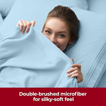 Mellanni Extra Deep Full Sheets - 4 PC Iconic Collection Bedding - Hotel Luxury, Ultra Soft, Cooling Bed Sheets - Wrinkle, Fade, Stain Resistant (Full, Aqua)