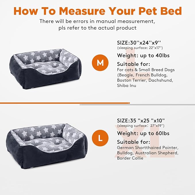 GASUR Medium Dog Beds for Medium Size Dogs, Orthopedic Dog Bed Sofa, Washable Pet Beds Cuddler Anti-Slip Bottom, Soft Calming Sleeping Warming Puppy Bed (M (30"x 24"x 9"), Black)-Mewly Pet