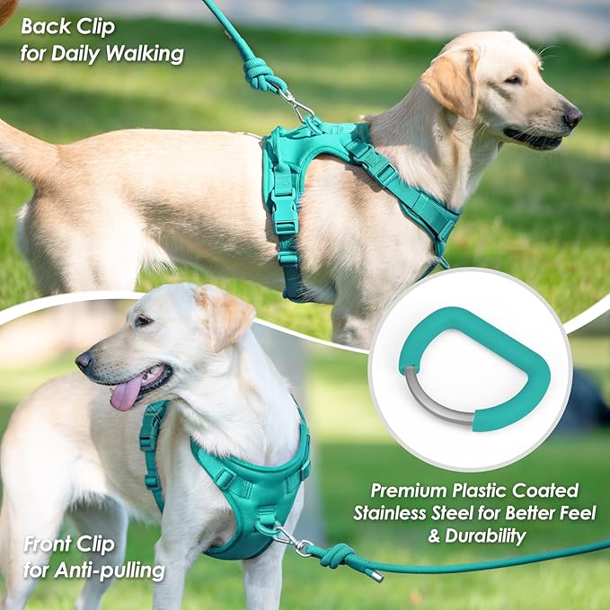 No Pull Dog Harness, Puppy Vest with Front Clip for Small Medium Large Sized Dog(MARRS Green,XL)-Mewly Pet