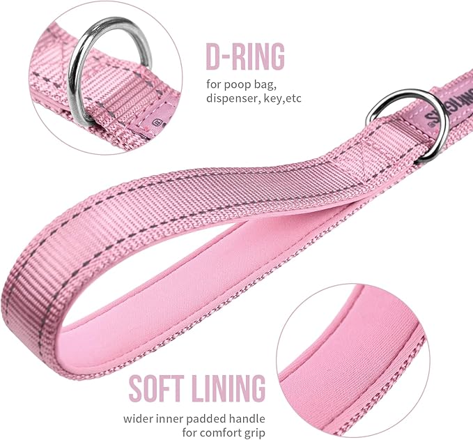 OneTigris Pink Dog Harness Leash Collar Set,Adjustable Dog Vest Harness for Walking Hiking Training(Medium)-Mewly Pet