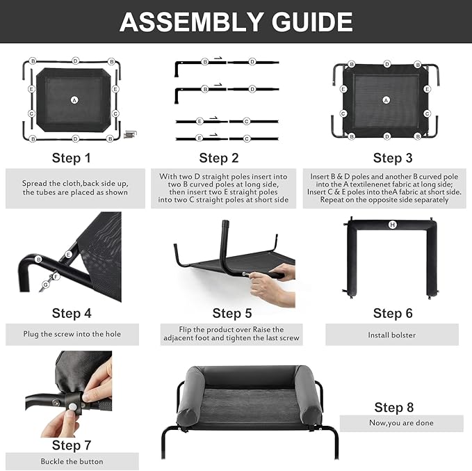 RRPETHOME Large Elevated Cooling Dog Bed, Raised Dog Cot Beds for Large Dogs, Elevated Outdoor Pet Cot, Chew Proof Portable Cooling Pet Cot with Skid-Resistant Feet and Breathable Mesh-Mewly Pet